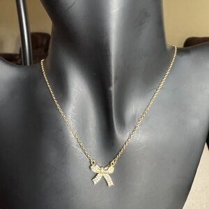 Elegant Stainless Steel Gold Bow Necklace
